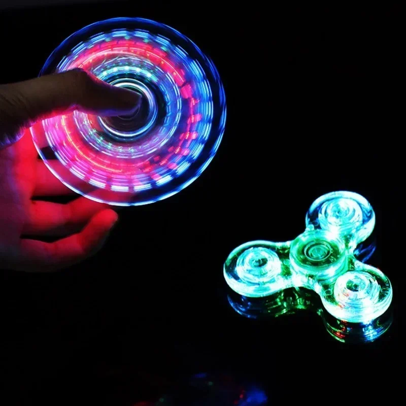 โปร่งใสส่องสว่าง LED Light Fidget Spinner Hand Top Spinners เรืองแสงใน Dark Light EDC Fidget Spinner นิ้วความเครียดบรรเทาของเล่น