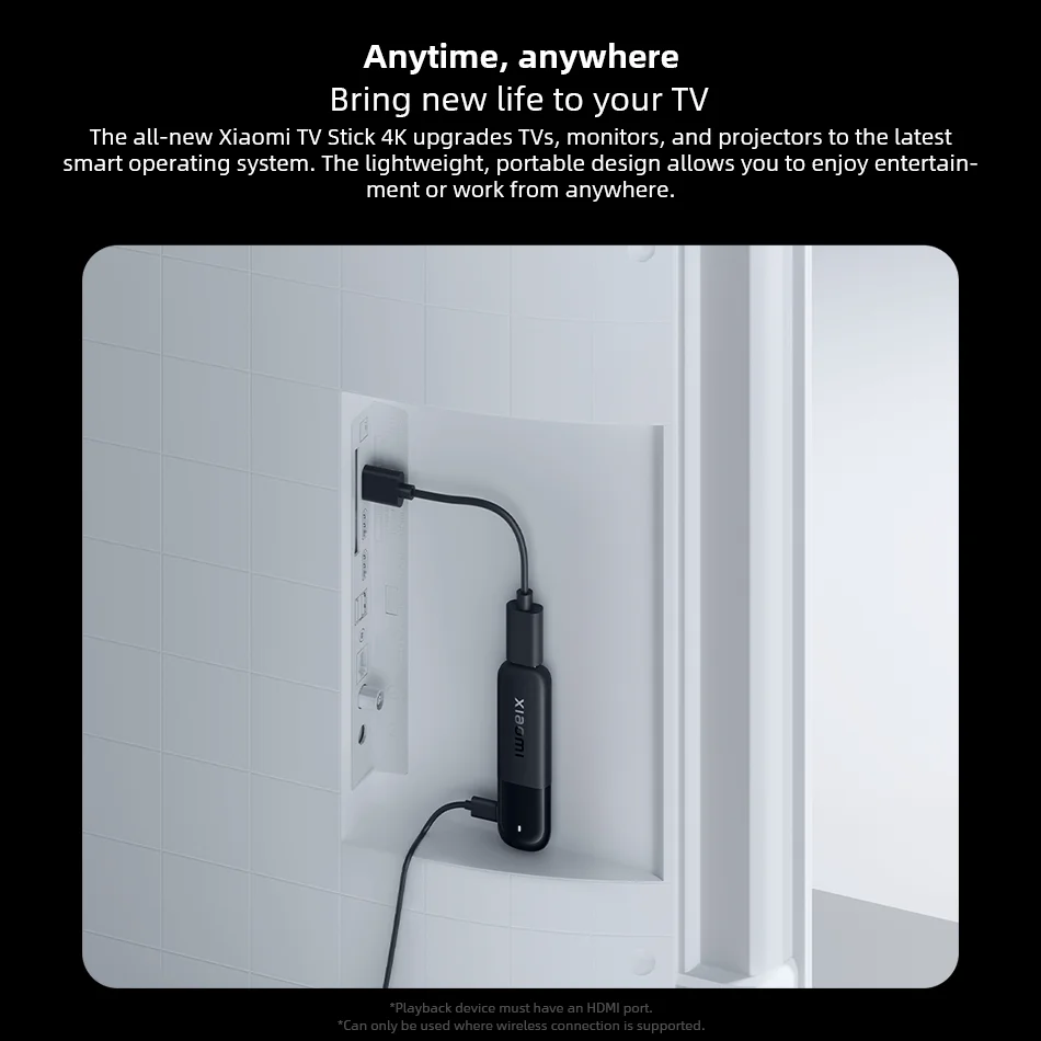 Xiaomi TV Stick 4K 2-го поколения 2025 Глобальная версия Google TV Smart HDR 2 ГБ ОЗУ 8 ГБ ПЗУ Bluetooth 5.2 Mini TV Dongle Потоковое мультимедиа