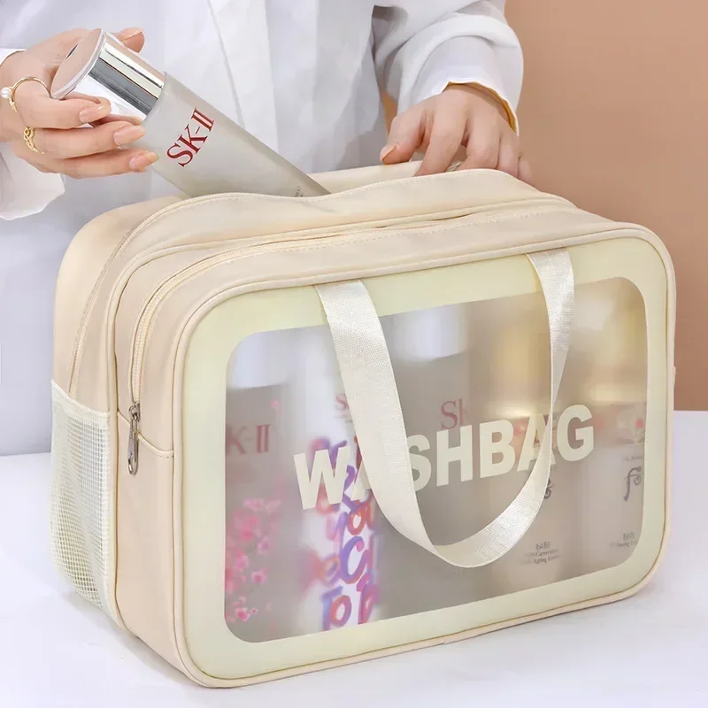 New Thick Dry-Wet Separation Partition Toiletry Bag Portable Double-Layer Cosmetic Storage Bag for Travel, Beach, Pool Bathing