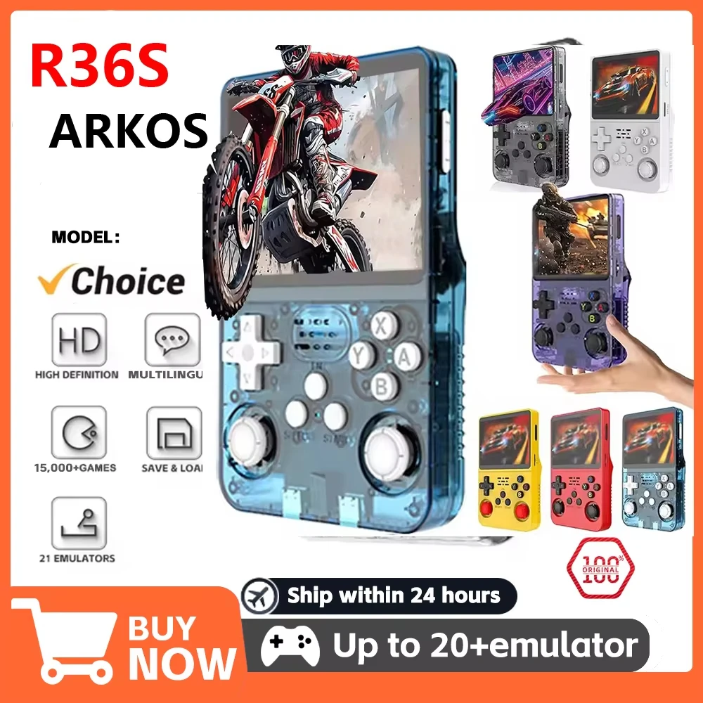 Consola de videojuegos portátil Retro R36S, sistema Linux, IPS de 3,5 pulgadas, múltiples colores disponibles, reproductor portátil con pantalla, juegos de 64GB