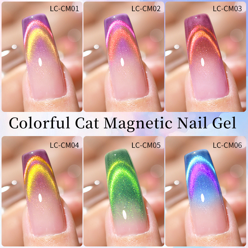 LILYCUTE 7ML Double Light Cat Magnetic Gel Polish 9D Reflective Sparkling Glitter Rainbow Semi Permanent Soak Off Nail Art Gel