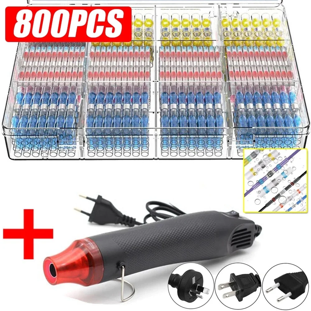 มินิไฟฟ้าความร้อนปืนมือถือ Hot Air Gun 100PCS ความร้อนหดก้นสำหรับ DIY Craft บัดกรีตัวเชื่อมต่อชุด