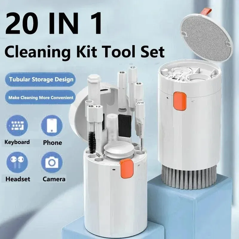 20-in-1 Cleaner Kit Computer Toetsenbord Borstel Oortelefoon Reinigingspen Schermreiniging Spray Fles Reinigingsgereedschap Keycap Puller Set