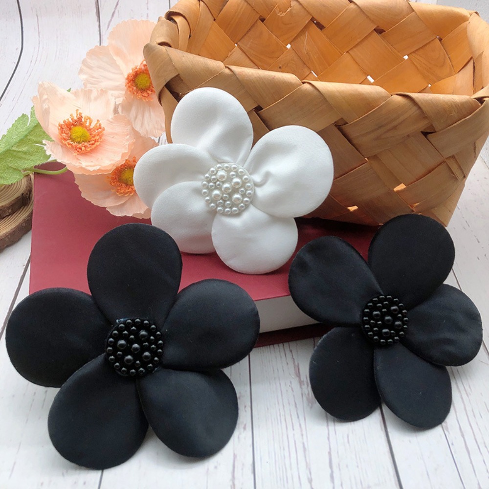 3D frisada imitação pérola e flor forma tecido, Beading flor, pano adesivos, tecido de poliéster, DIY, novo