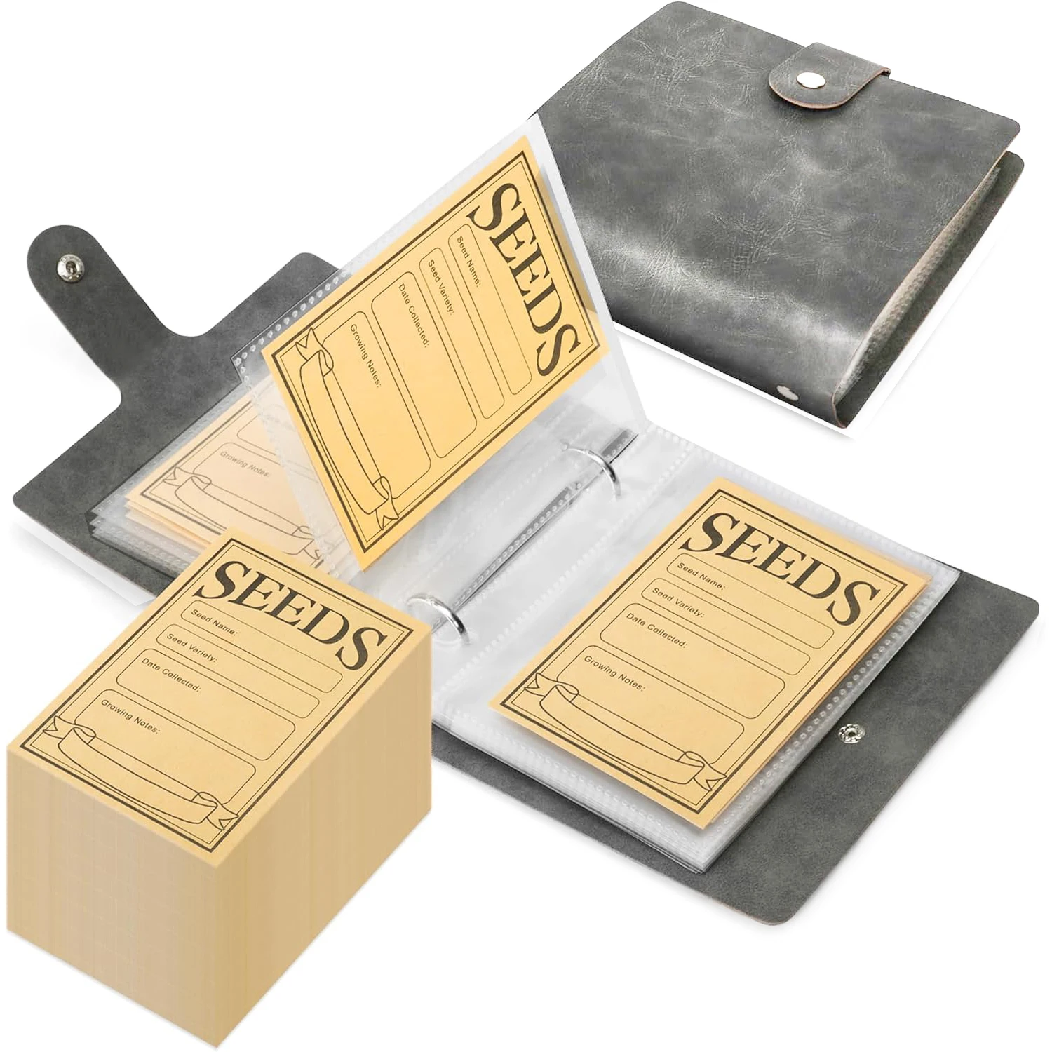 1 conjunto de organizadores de armazenamento de sementes de jardim, pasta organizadora de sementes com 50 envelopes de sementes auto-vedantes, organizador de pacotes de sementes, sementes
