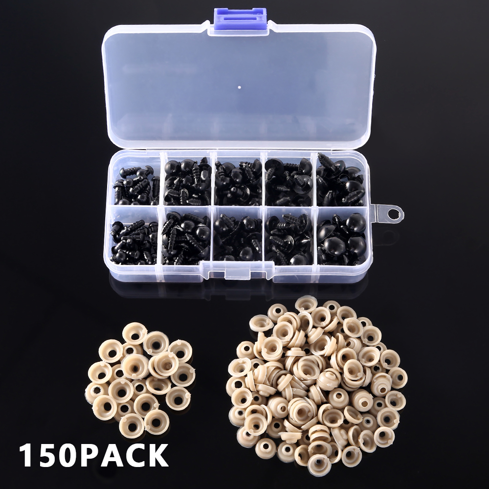 150 個 DIY 人形安全目 6-12 ミリメートル黒プラスチック工芸品の目クマのおもちゃ子供 DIY クラフトぬいぐるみ人形アクセサリー