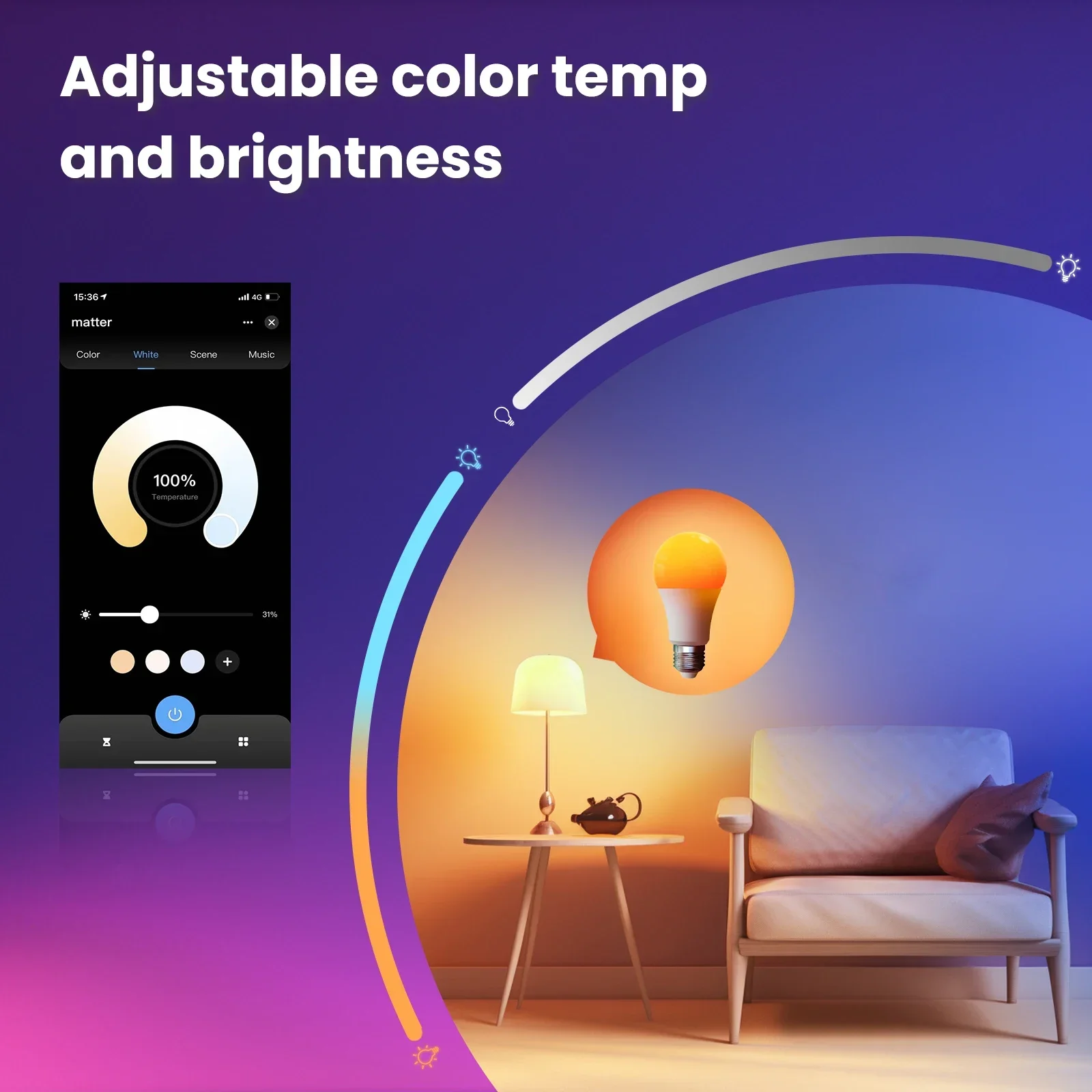 MOES Tuya Matter WiFi Lampadina intelligente Dimmerabile Luce a Led 16 milioni di colori RGB E27 Lampada a candela Controllo vocale Alexa Google Home