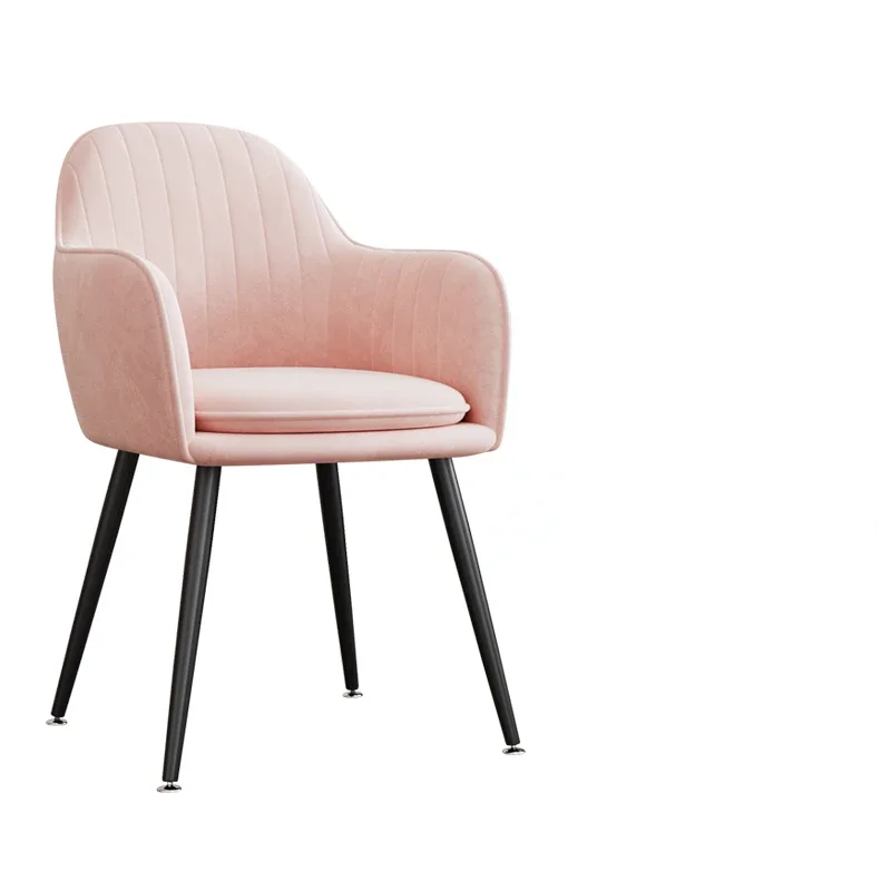 Nordic Fashion Metal Dining Chair - Light Luxury Suede, Modern Makeup Stool, Elegant Seating, Stylish Home Decor