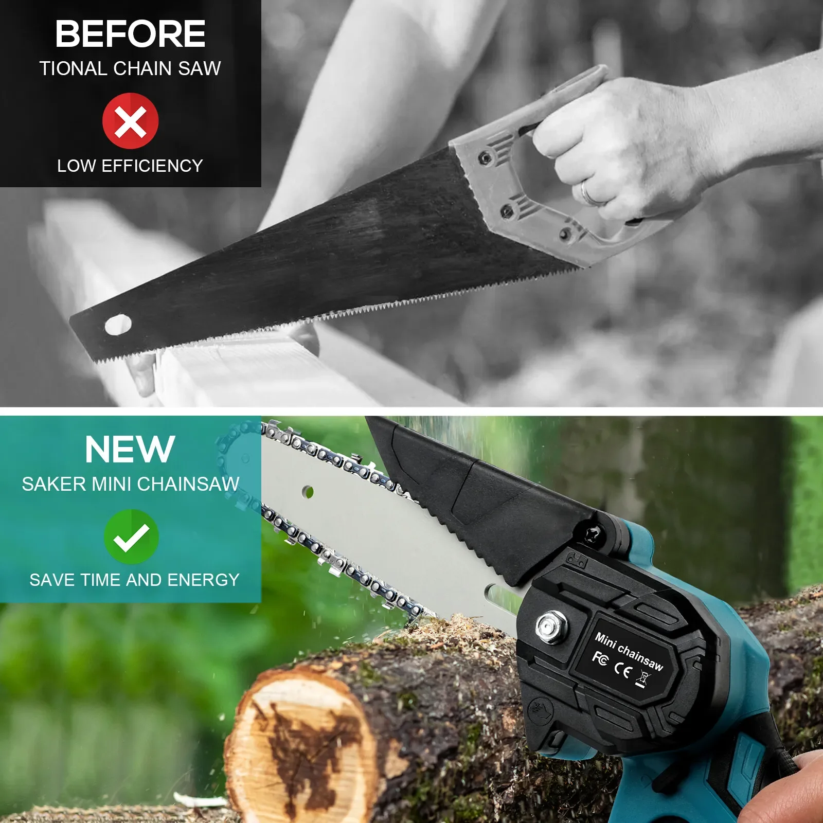 for Makita 18v brushless chainsaw, small handheld electric 8-inch logging saw mini portable chainsaw for Makita BL1830 Battery