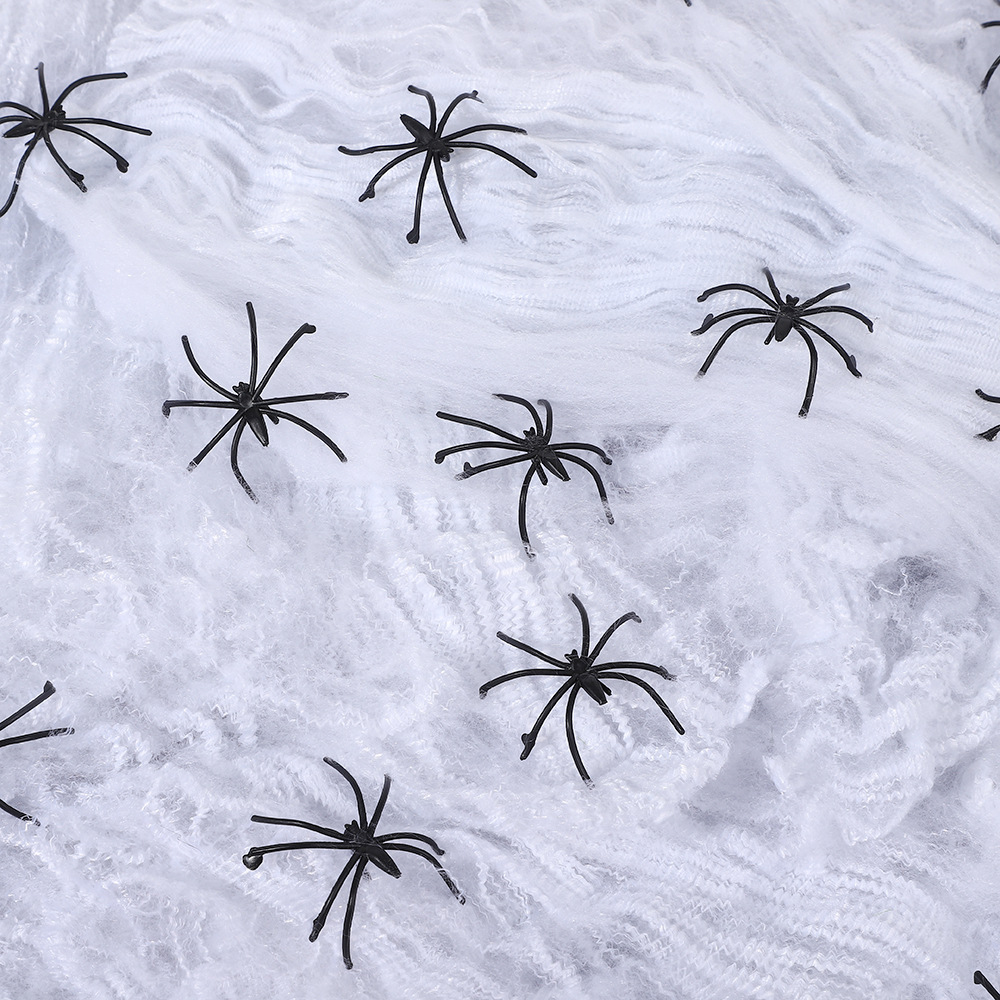 Artificial Spider Web Halloween Decorações, Spider Stretchy com Aranha, Horror Home Decor, Gótico