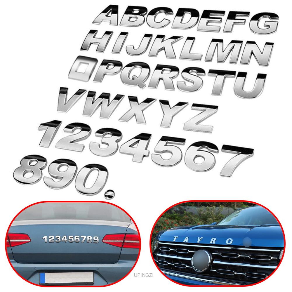 Kim Loại 3D Bạc Hoặc Đen Chữ Huy Hiệu Mạ Chrome Bạc Chữ Và Số Logo Dán Xe Hơi Xe Ô Tô Tự Động Phần Miếng Dán Trang Trí