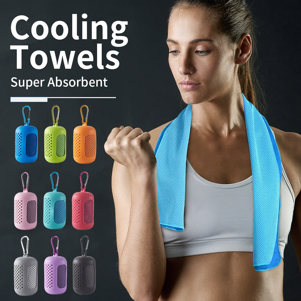 Mini juego de Gel de sílice portátil, toalla fría de secado rápido, transpirable, absorción de sudor frío, toalla refrescante deportiva para correr, Yoga y gimnasio