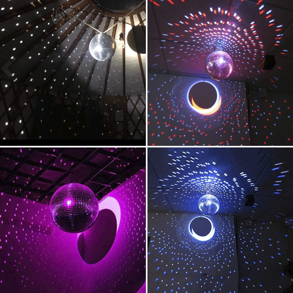 Boule de miroir rotative en verre, boule Disco, boule de miroir, réflexion d'éclairage Dj, boule de miroir colorée pour scène de mariage, fête de noël