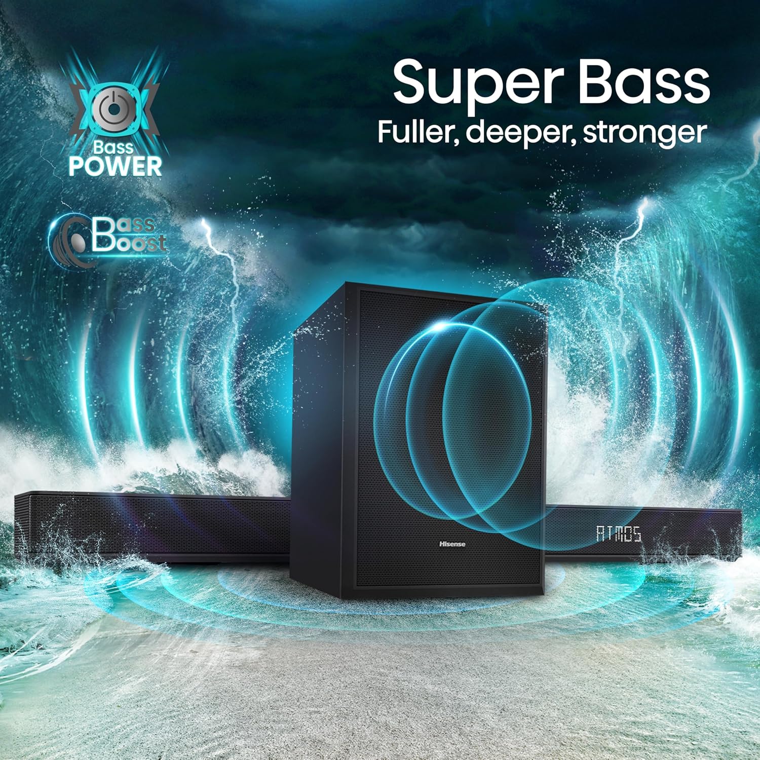 AX5125H 5.1.2Ch Sound Bar with Wireless Subwoofer, 500W, Dolby Atmos, Bluetooth 5.3, EzPlay, 4K HDMI Pass Through