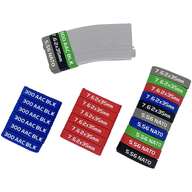 6-teiliges Magazin-Markierungsband für 5,56 Nato, Magazin-Markierungs-Gummiband, verschiedene Farben, mehrere Stile
