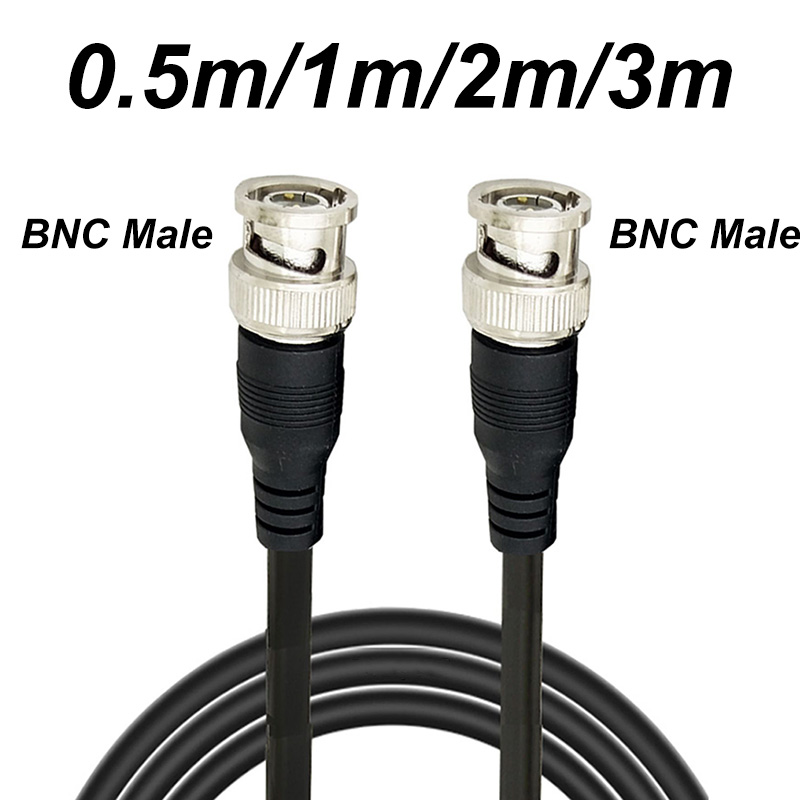 Cabo adaptador bnc macho para macho para câmera cctv, cabo conector bnc, acessórios de câmera 0.5m/1m/2m/3m