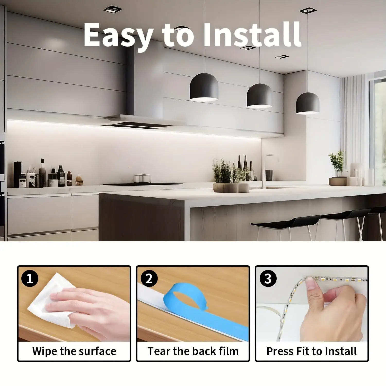 5-V-LED-Lichtleiste mit Handfeger-Sensor, stark klebend, flexibles Klebeband für Spiegel, Küchenschrank, TV-Hintergrundbeleuchtung