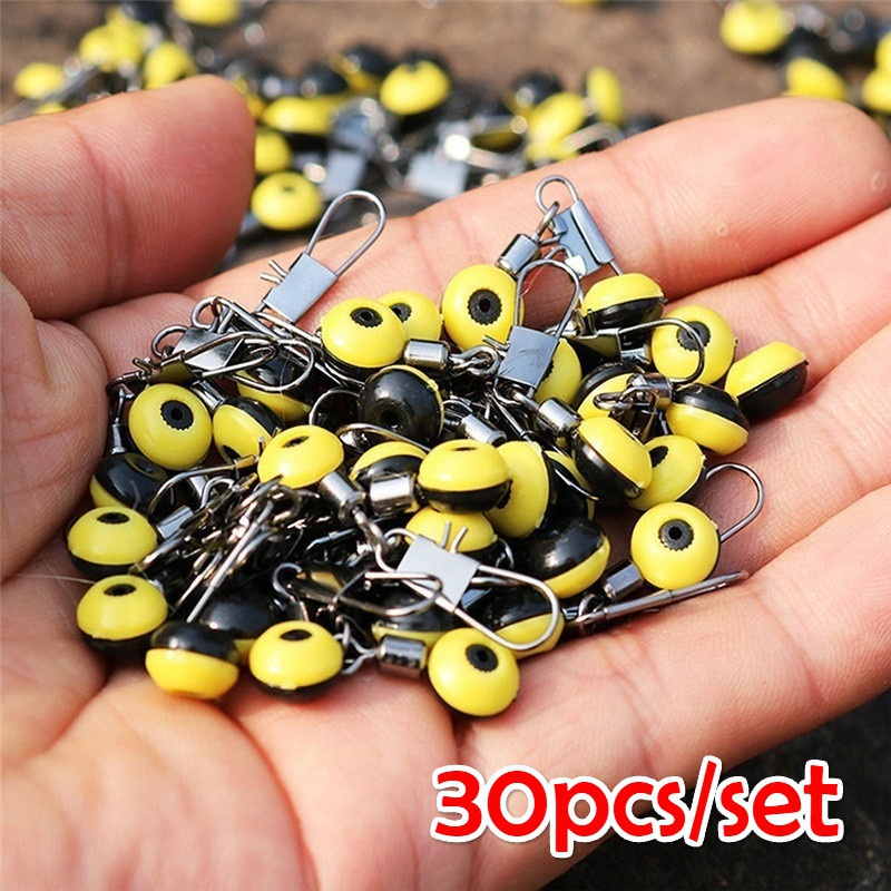30 unids/set flotador de pesca Bobber detiene conectores de frijoles espaciales herramientas de pesca de agua salada de mar equipo de Metal de plástico nuevo juego