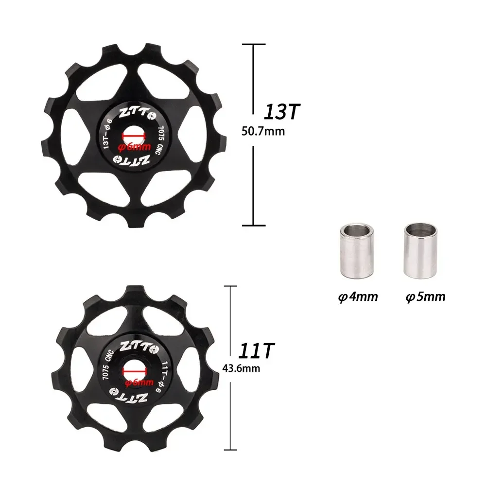 ZTTO 11T 13T MTB 自転車リアディレイラージョッキーホイールスチールベアリングプーリー AL7075 CNC ロードバイクガイドローラーアイドラー 4 ミリメートル 5 ミリメートル 6 ミリメートル
