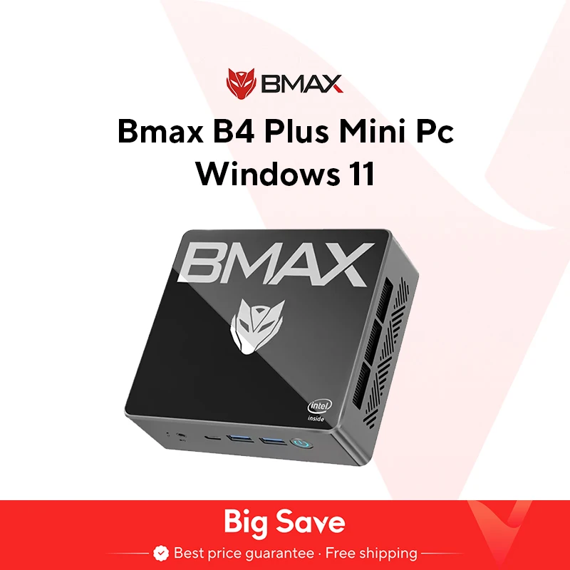 BMAX B4 Plus Mini PC Windows 11 PC Intel N100 16 GB DDR4 512 GB SSD 2 * HDMI 1 * Tipo-C Supporta grafica Intel UHD 4K a 60 Hz 750 MHz