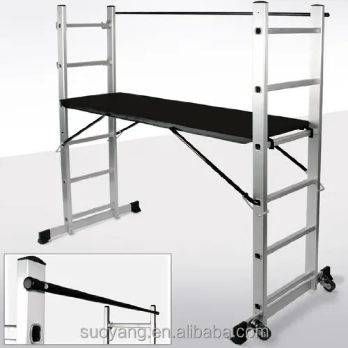 Nova multifuncional diy escada de alumínio 5 vias andaime extensão plataforma escada