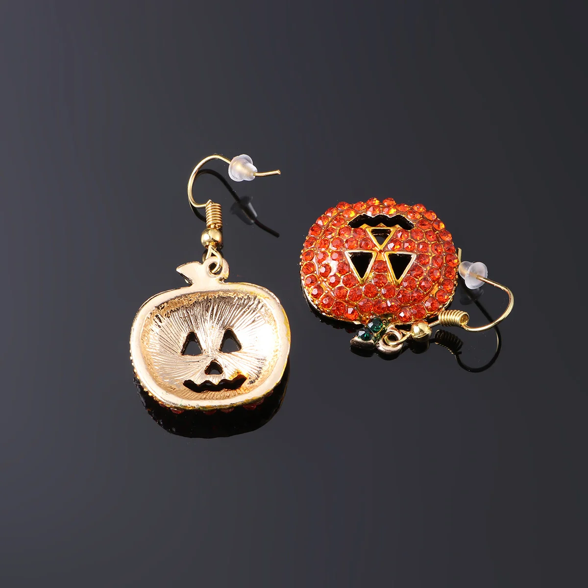 Anting Halloween Labu Merah Anting Kristal Hipoalergenik Wajah Tersenyum untuk Wanita Anak Perempuan Anting Hadiah Kencan Pesta