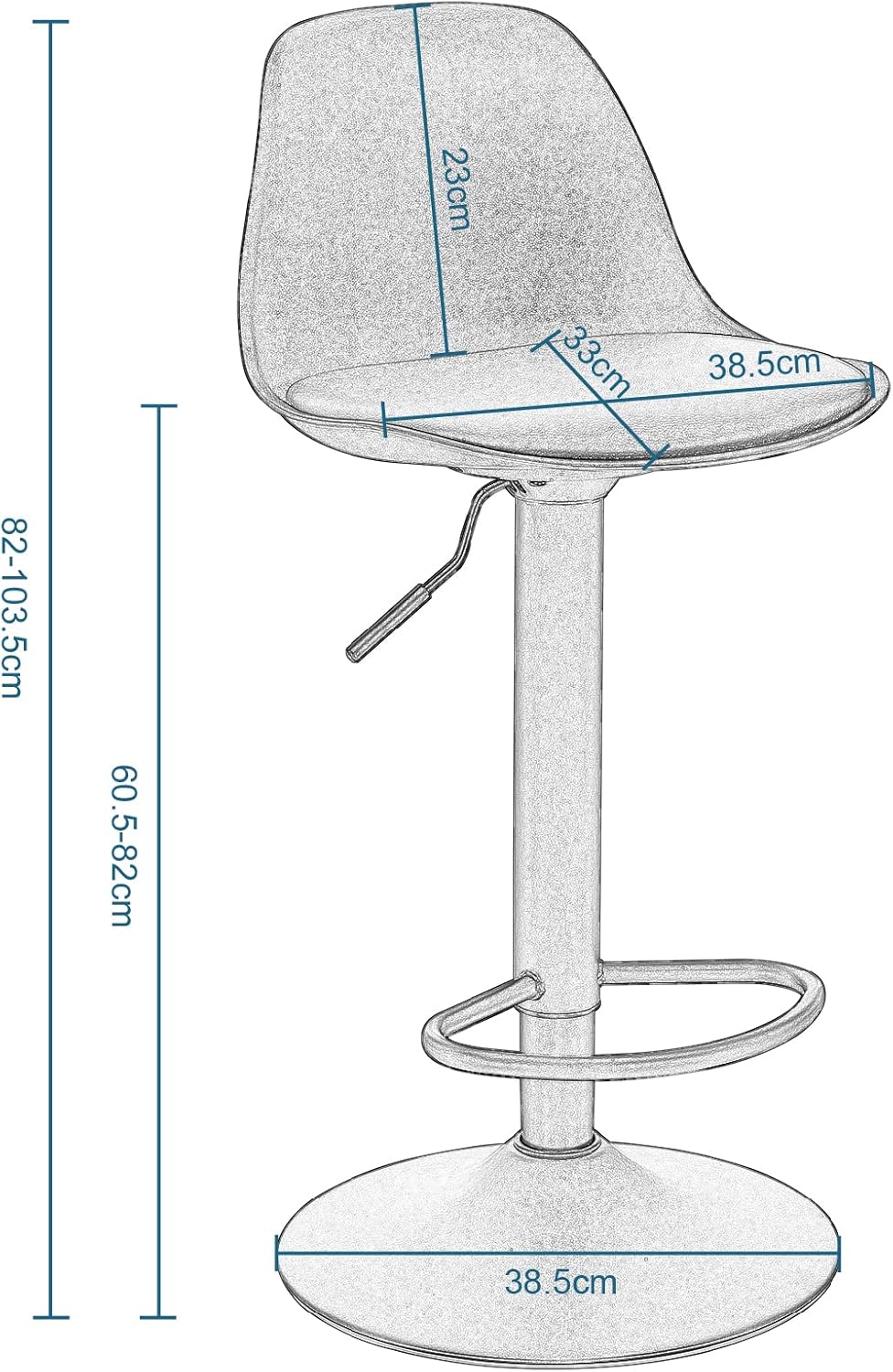 Barhocker 2er Set Polstered Swivel Stool with Luftheber Design, Kunstleder Barstuhl mit Lehne Küchen, Hehen Adjustabl Schwarz