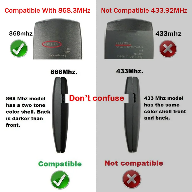868MHz MARANTEC Digital 382 384 302 304 313 321 323 868 puerta de garaje/portón Control remoto duplicador transmisor manual