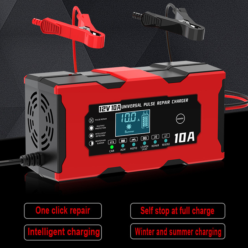 12V 10A 車のバッテリー充電器スマート電動バイク充電器 Lifepo4 鉛酸 AGM ゲル PB 14.6V 10A リチウム電池修理