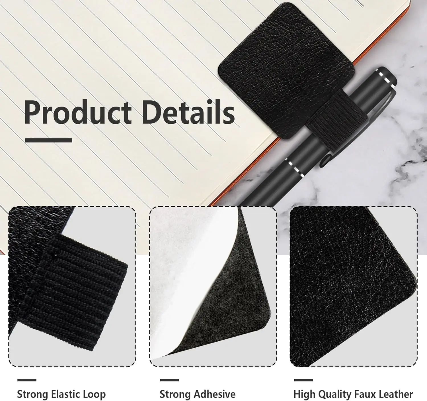 Self-adhesive Pen Holder Elastic Leather Pencil Loop Holders for IPad Case Ipencil Notebooks Laptop PU Stylus Pencil Stand Clip
