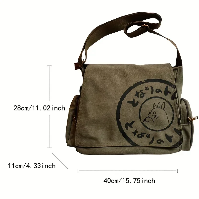 Bolso de hombro de lona para mujer, bolso cruzado de gran capacidad, bolso de mano tipo mensajero de dibujos animados, bolsos