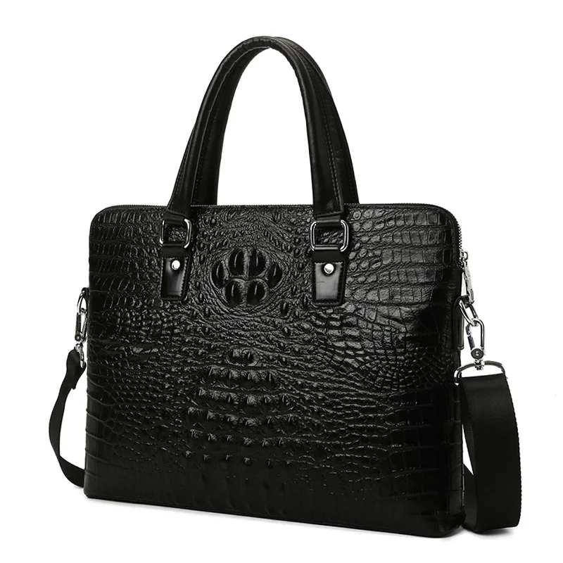 New Luxury Alligator Cow Genuine Leather Business Men's Briefcase Male Briefcase Shoulder Bag Men Messenger Laptop Computer Bag