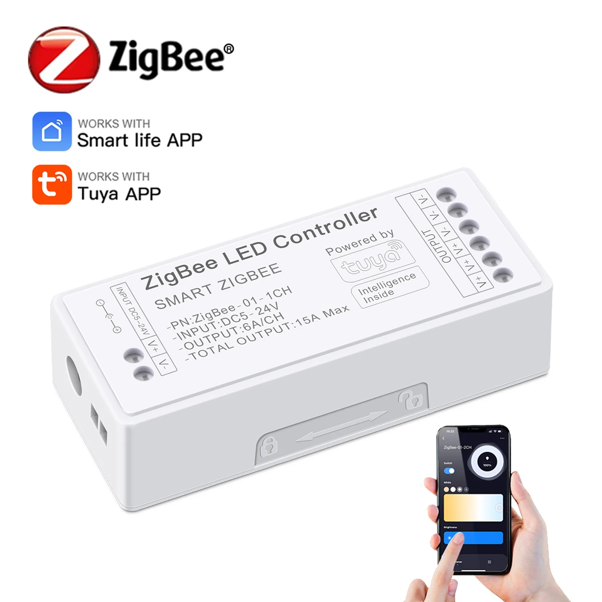 Controller Zigbee DC5V 12V 24V LED Dimmer Light Box funziona con Tuya Smart Life Striscia LED monocolore COB 5050 2835 APP Dimmer
