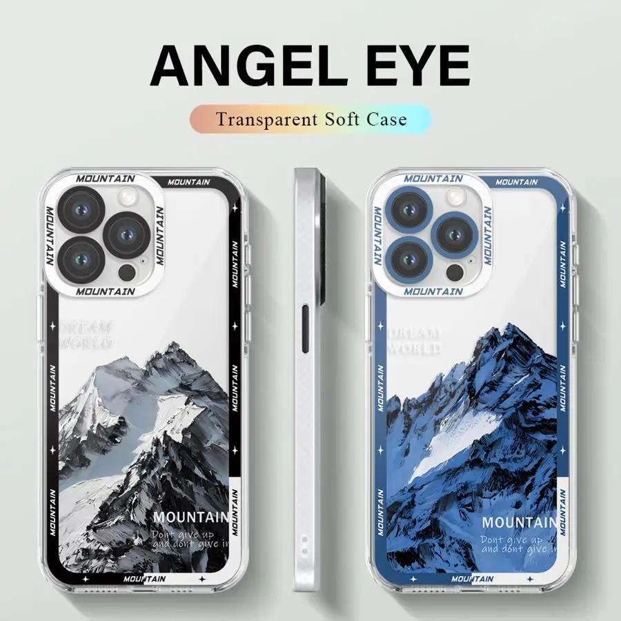 Casing ponsel gunung salju, untuk Apple iPhone 15 16 Pro XS Max 13 14 Plus XR SE 7 8 12 11 Pro plus Matte