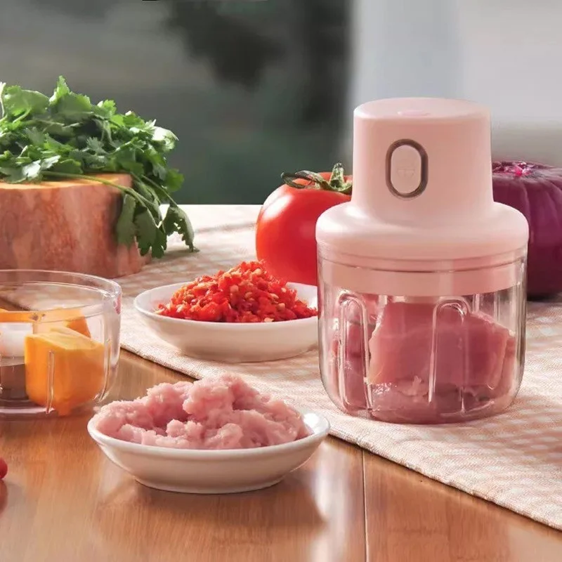 Mini picadora de ajo eléctrica, picadora de carne, trituradora de ajo, trituradora de verduras, trituradora de jengibre duradera resistente, fabricante de alimentos para bebés