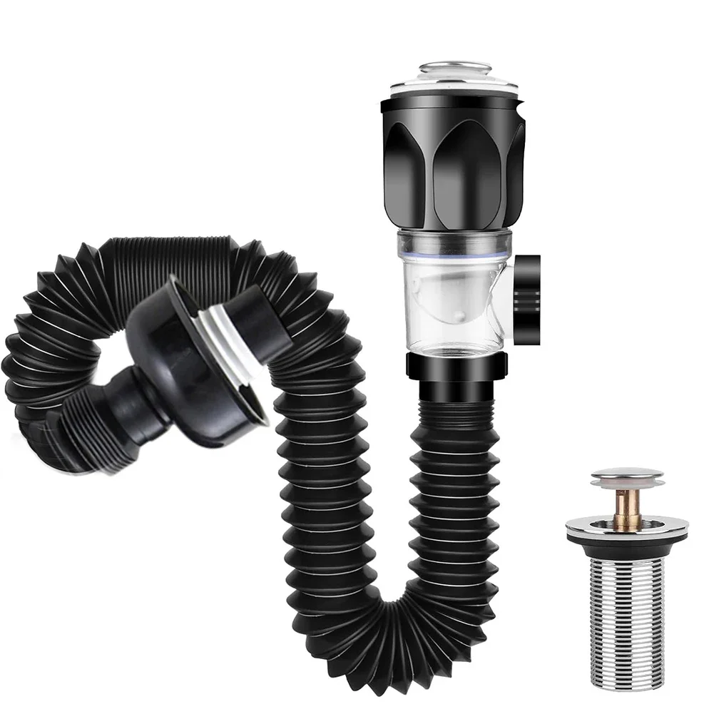 Ajuste de drenaje para lavabo mejorado, sifón tipo prensa con diseño a prueba de olores y antiinsectos, adecuado para orificios de fregadero de 40-50mm