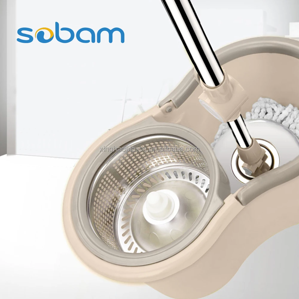 Sobam Free Hand Washing Telescopic Rod 360 Degree Rotating Rotatable Adjustable Cleaning Mop Bucket