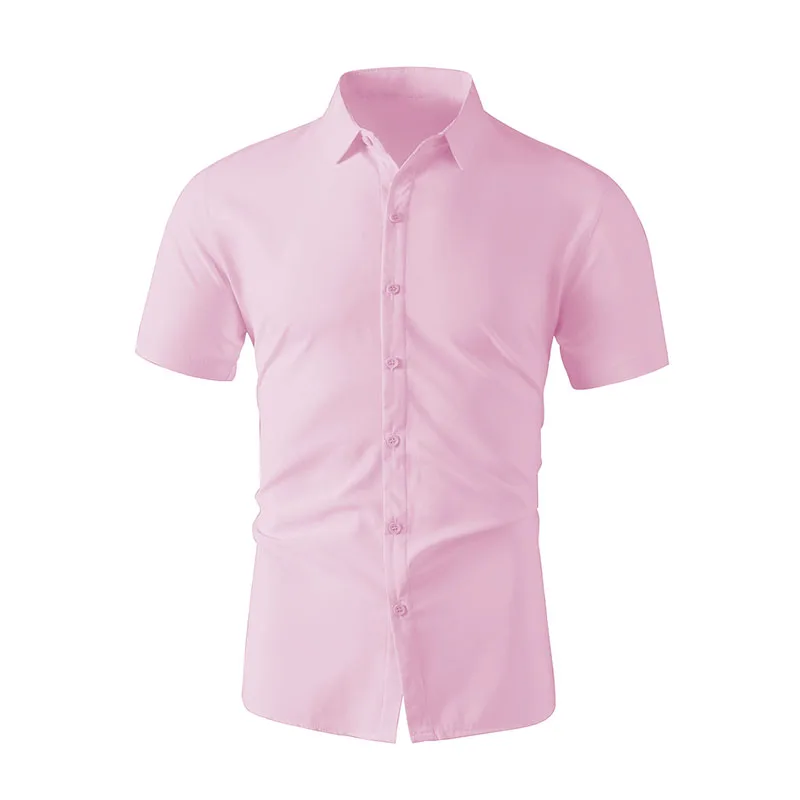Neues Herren-Business-Casual-Hemd mit kurzen Ärmeln, einfarbig, für Sommermode, ohne Bügeln, bequemes und vielseitiges Oberteil