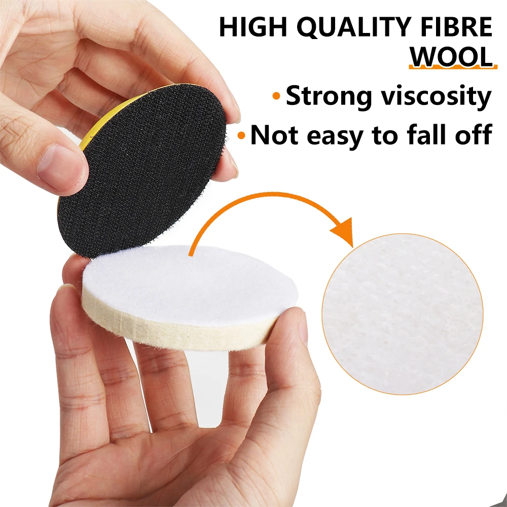 SIFANG Wool Felt Polishing Pads,ล้อขัดสําหรับแก้ว,สแตนเลสภาษาโปลิชคํา,ซ่อมรอยขีดข่วน,2-7in Soft Felt แผ่น,2PCs