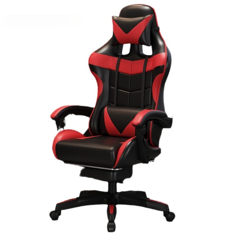 Cadeira de jogos profissional para PC com encosto de cabeça ajustável e suporte lombar, adequada para casa e internet café