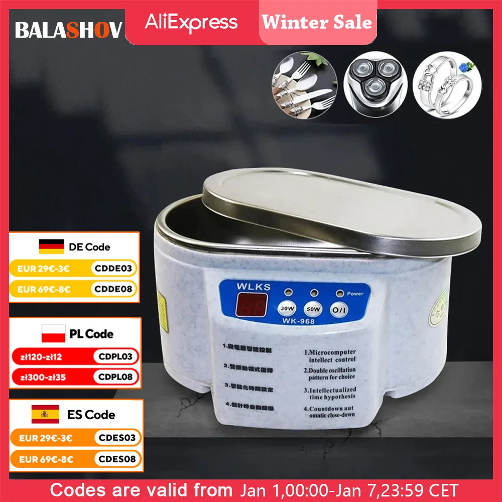 Tragbarer Ultraschallreiniger, Schmuckteile, Brillen, Prothesen, Zähne, Platine, Uhr, Waschmaschine, Wanne, Dual-Frequenz-Vibration