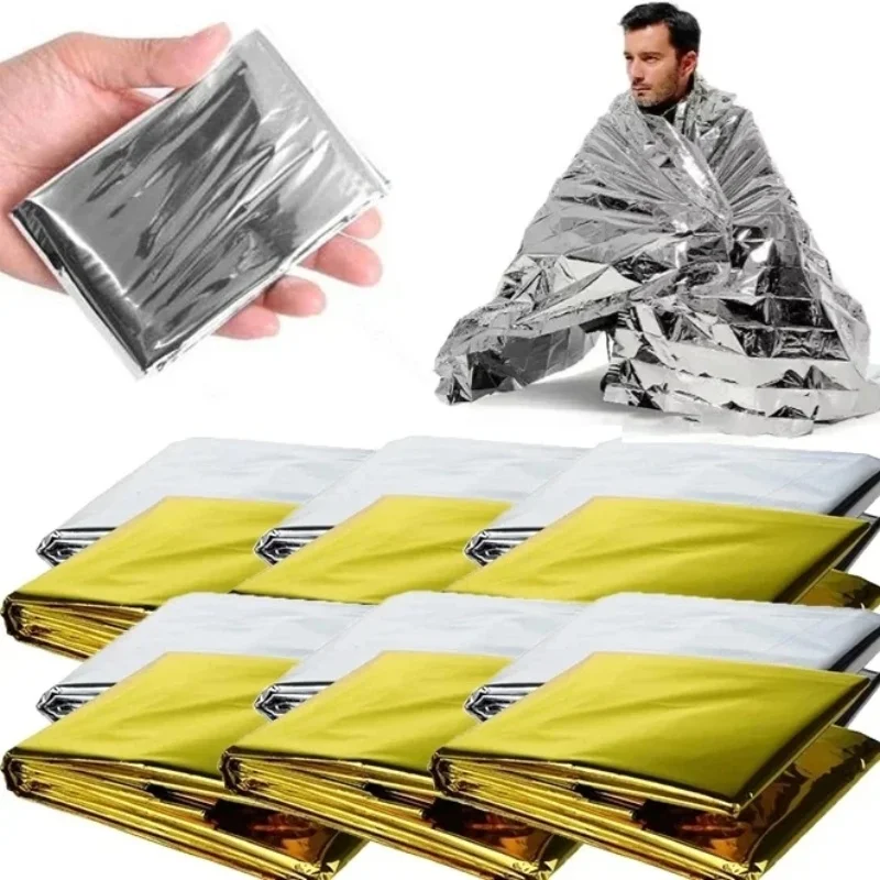 1-10PCS Nooddeken Outdoor Survive EHBO Militaire reddingsset Winddichte waterdichte folie Thermische deken voor kamperen