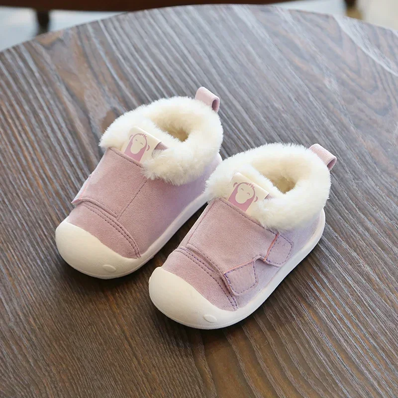 Botas de inverno infantis de pelúcia quente do bebê meninas meninos botas de neve fundo macio antiderrapante crianças botas confortáveis da criança sapatos