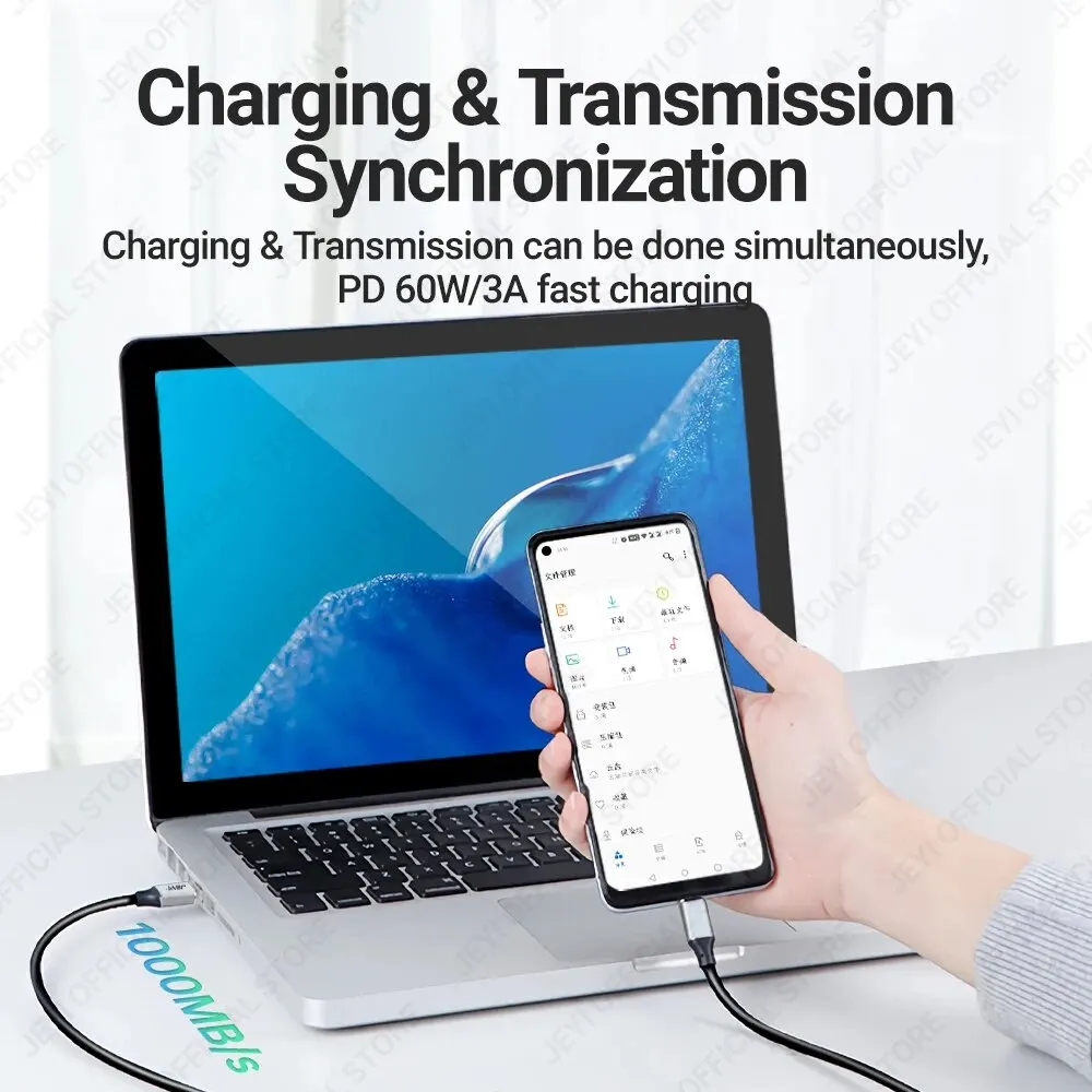 JEYI USB A to C 타입 케이블 60W 고속 충전 10Gbps 데이터 코드 USB 충전기, 삼성에 적합한 샤오미 HTC 레드미 화웨이 휴대폰 USB-C