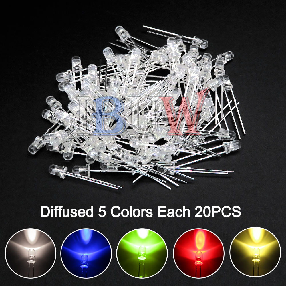 100 Cái/lốc 3Mm LED Diode F3 Các Loại Bộ Ibuw Trắng Xanh Xanh Đỏ Vàng Cam Hồng Tím Trắng Ấm tự Làm Đèn LED Phát Sáng