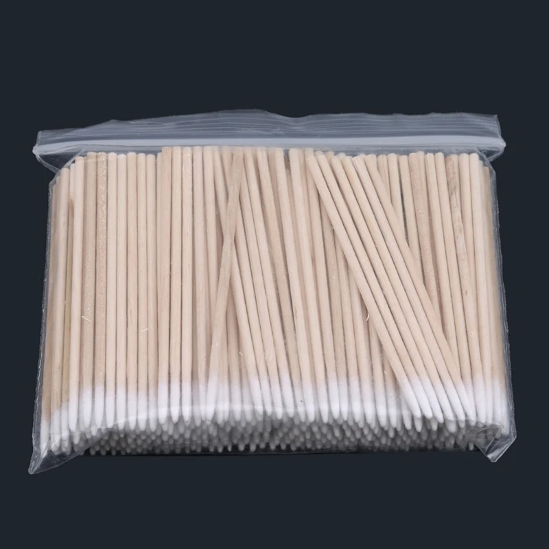 Bastoncino di cotone con punta in legno lungo 7cm 300 punta con manico in legno tamponi di cotone ricamati semipermanenti