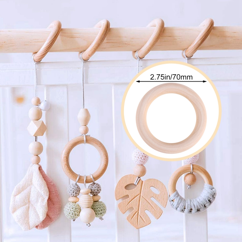 천연 나무 반지, 미완성 마크라메 나무 반지, DIY 공예 반지 펜던트 쥬얼리 제작용 나무 서클, 70mm, 25 개