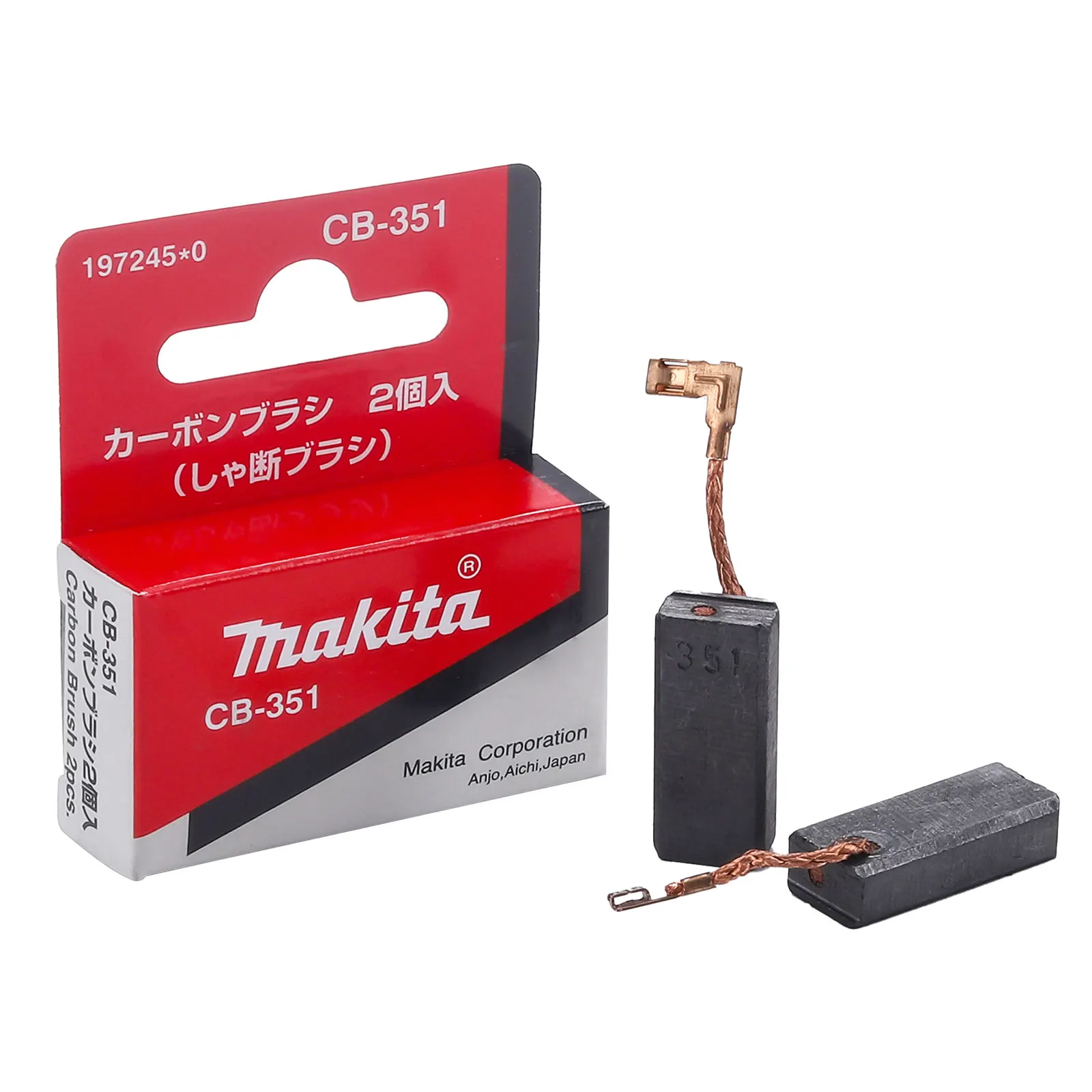 Makita sikat karbon CB351 CB350 6.5x11x25mm asli dengan berhenti otomatis 197244-2 untuk palu putar elektrik HR4011C HR4001C 3210FCT