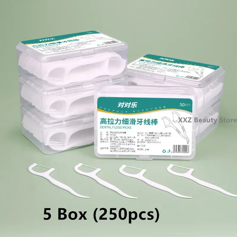 Paquete de 1/2/5/10 caja de hilo Dental portátil desechable palillo de dientes de plástico palo de hilo dental de alta tensión cuidado bucal