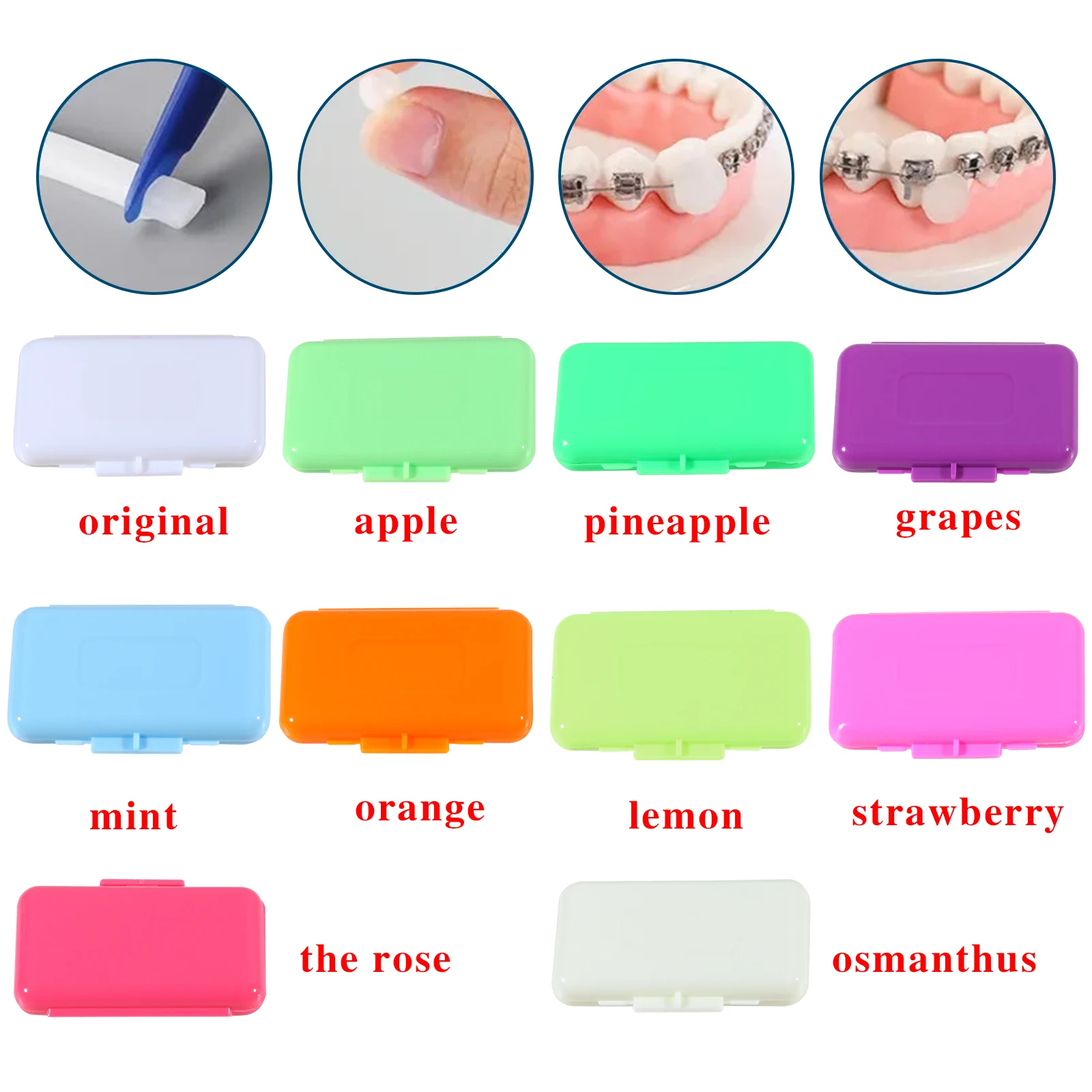 ทันตกรรมจัดฟัน Relief WAX สําหรับวงเล็บผู้ป่วยบรรเทาปกป้องริมฝีปากและเหงือกระคายเคืองผลไม้ 10 กลิ่น